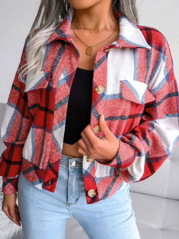 Tyller Plaid Collared Neck Drop Shoulder Jacket Appliqued Jacket Beaded Jacket Sequined Jacket Tyller Plaid Collared Neck Drop Shoulder Jacket Appliqued Jacket Beaded Jacket Sequined Jacket