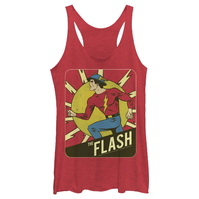 Women's Justice League Flash Vintage Frame Racerback Tank Top cold shoulder tank