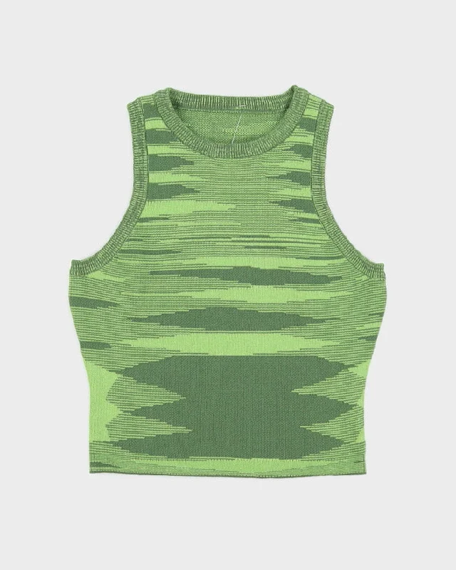 Y2K Green Two Tone Knitted Tank Top - XS halter tank top