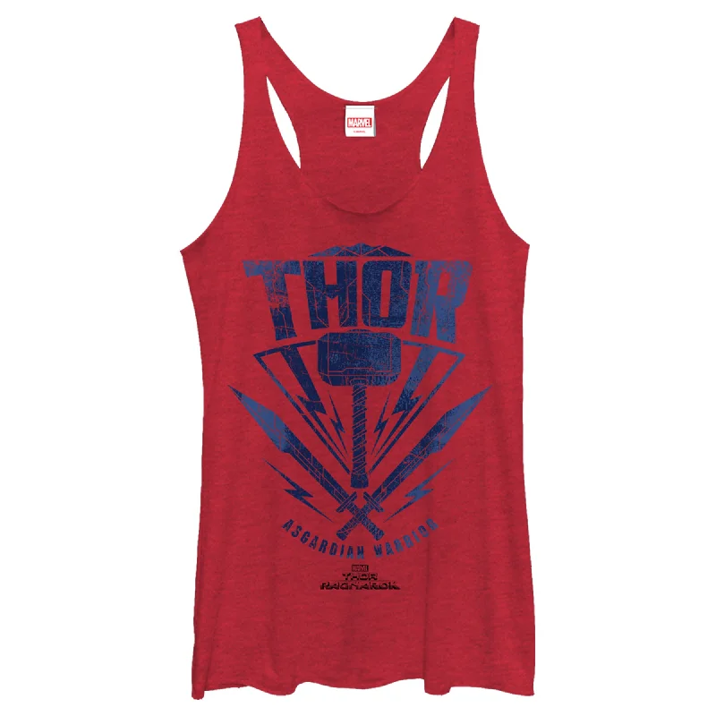 Women's Marvel Thor: Ragnarok Asgardian Warrior Hammer Racerback Tank Top white tank top Women's Marvel Thor: Ragnarok Asgardian Warrior Hammer Racerback Tank Top white tank top