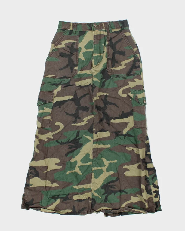 Y2k 00s Camouflage Maxi Skirt - XS leather skirt durable