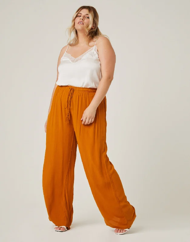 Plus Size Woven Summer Pants Elegant Wool Trousers