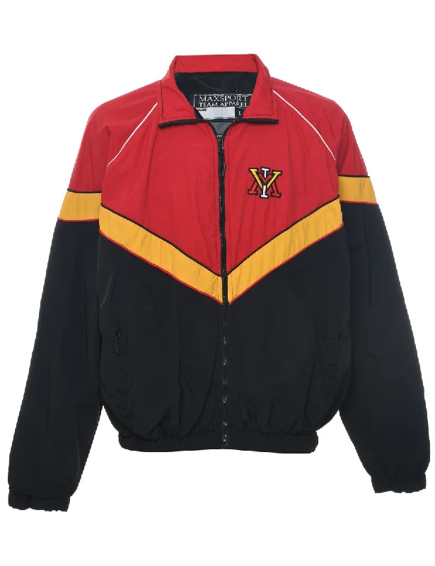 Zip Front Jacket - L Denim Fabric Leather Fabric Suede Fabric