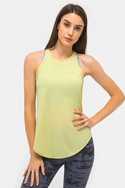 Cut Out Back Sports Tank Top one shoulder tank
