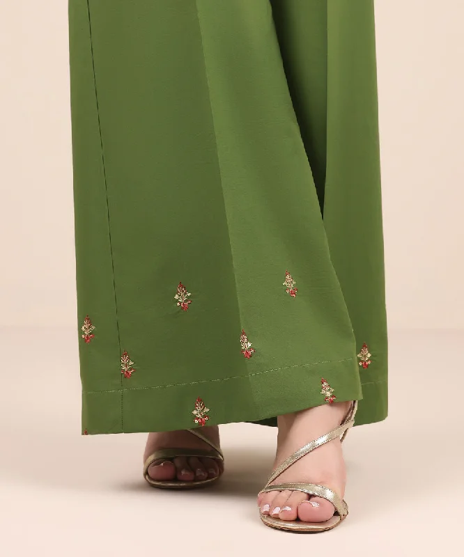 Embroidered Cambric Flared Pants Cozy Knit Pants