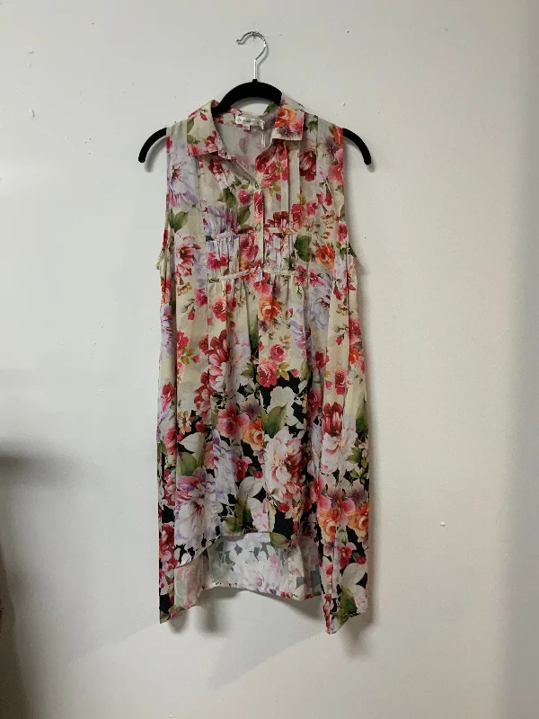 Love (S) pnk flwr Satin tank NWT lace back tank