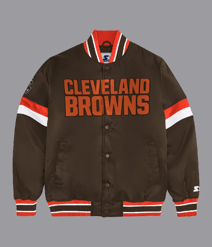 Cleveland Browns Home Game Varsity Jacket Welt Pockets Slit Pockets Flap Pockets