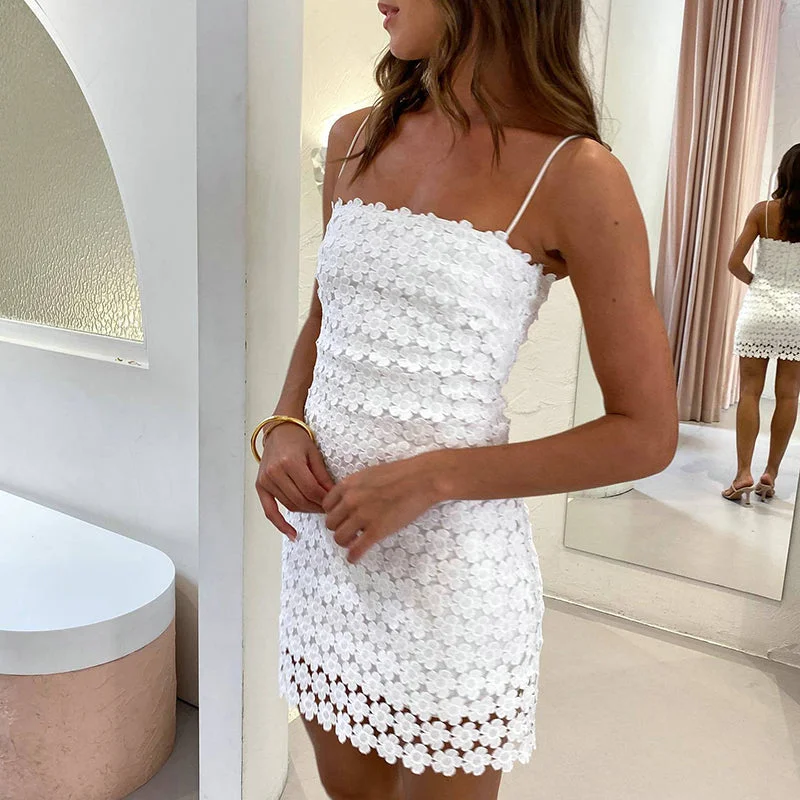 Cinessd White Hollow Sleeveless Mini Dresses Sexy Lace Embroidery Slim Club Party Dress 2024 Fashion Off Shoulder Spaghetti Strap Dress Tunics Business professional Cinessd White Hollow Sleeveless Mini Dresses Sexy Lace Embroidery Slim Club Party Dress 2024 Fashion Off Shoulder Spaghetti Strap Dress Tunics Business professional
