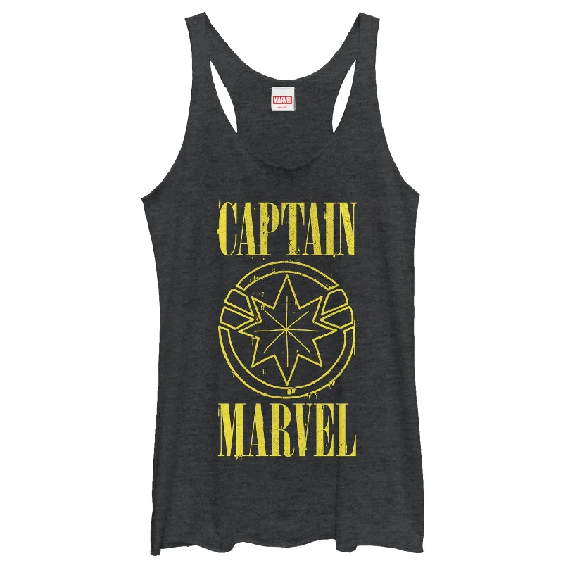 Women's Marvel Captain Marvel Stained Star Symbol Racerback Tank Top striped tank top