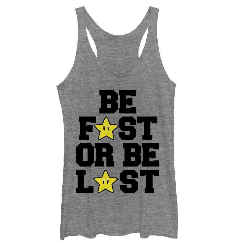 Women's Nintendo Mario Be Fast or Be Last Racerback Tank Top bronze tank top