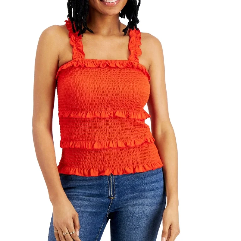 CRAVE FAME -  Printed Tiered Smocked Tank Top mesh tank top