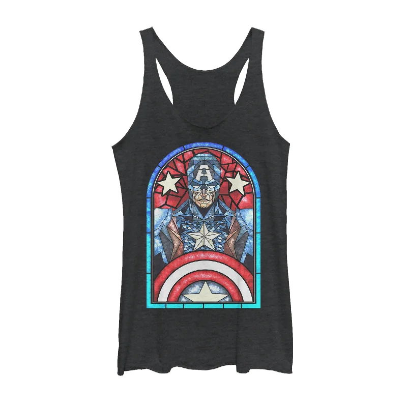 Women's Marvel Captain America Stained Glass Racerback Tank Top low neck tank