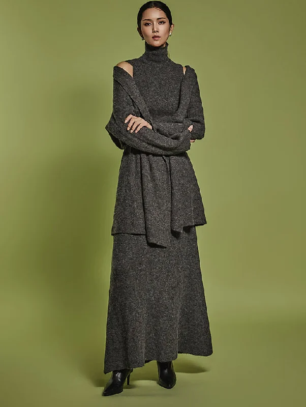 D5129 Knit Cardigan Three-Piece Set Layered Multi-layer Single Layer