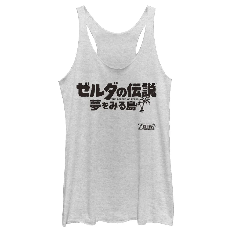 Women's Nintendo Legend of Zelda Link's Awakening Japanese Character Logo Racerback Tank Top ribbed tank top