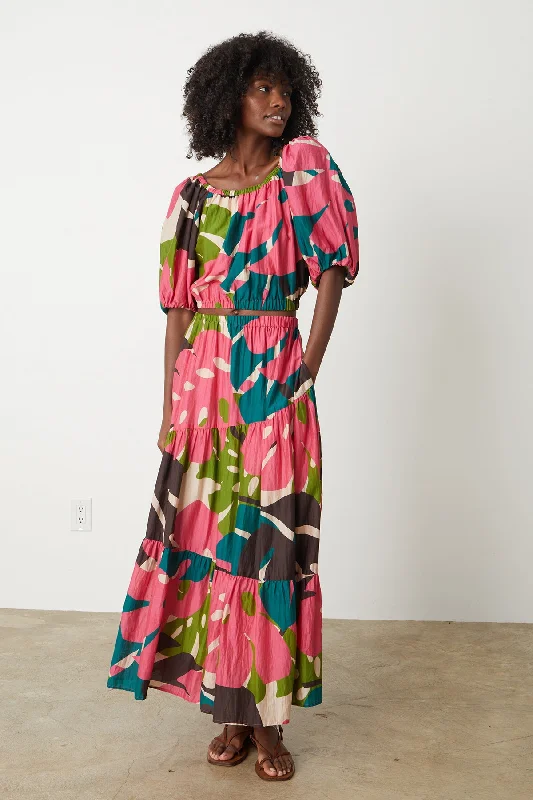 LYDIA PRINTED TIERED SKIRT wrap skirt elegant