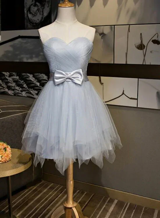 Beautiful Simple Grey Tulle Party Dress With Bow, Lovely Formal Dress gh487 Tunics Bestseller popular Beautiful Simple Grey Tulle Party Dress With Bow, Lovely Formal Dress gh487 Tunics Bestseller popular