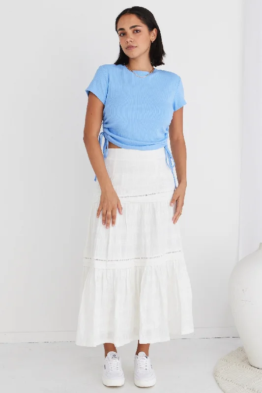 Sleepless White Tiered Pintuck Maxi Skirt leather skirt sleek