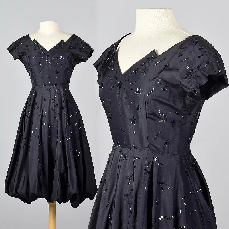 1950s Navy Party Dress with Bubble Skirt Tunics Party sparkling