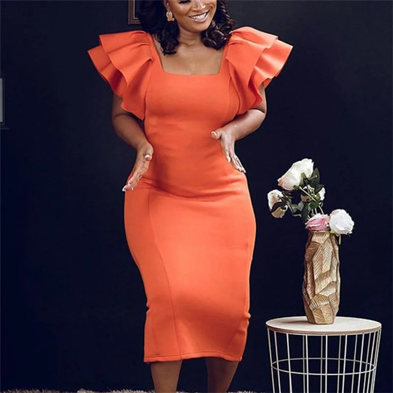 Elegant Orange Evening Party Dresses Tunics Long Elegant