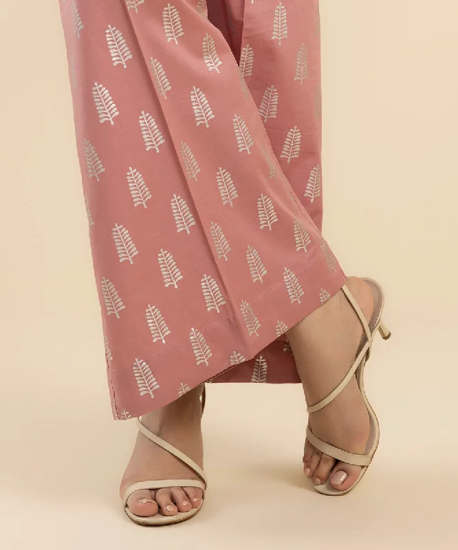 Printed Cambric Flared Pants Formal Slim Pants