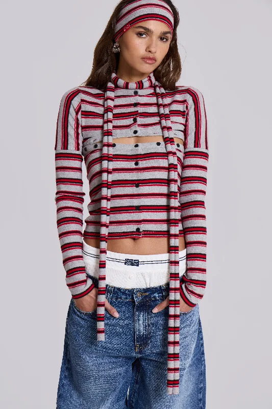 Isla Stripe 3 In 1 Cardigan Wool Fabric Cashmere Fabric Tweed Fabric