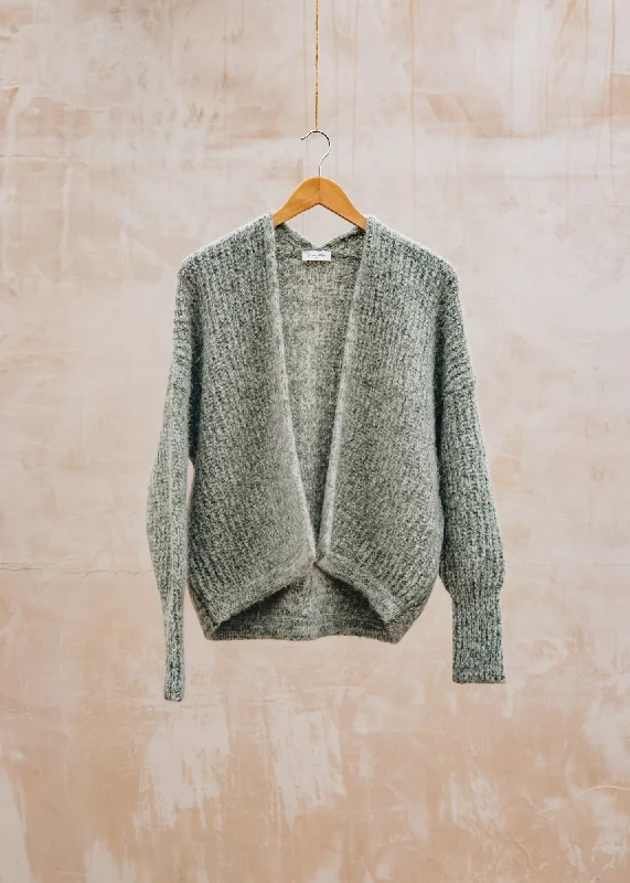 East Cardigan in Tortue Mouline Wool Fabric Cashmere Fabric Tweed Fabric