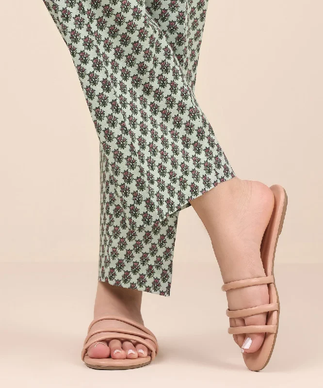 Printed Cambric Straight Pants Chic Capri Pants