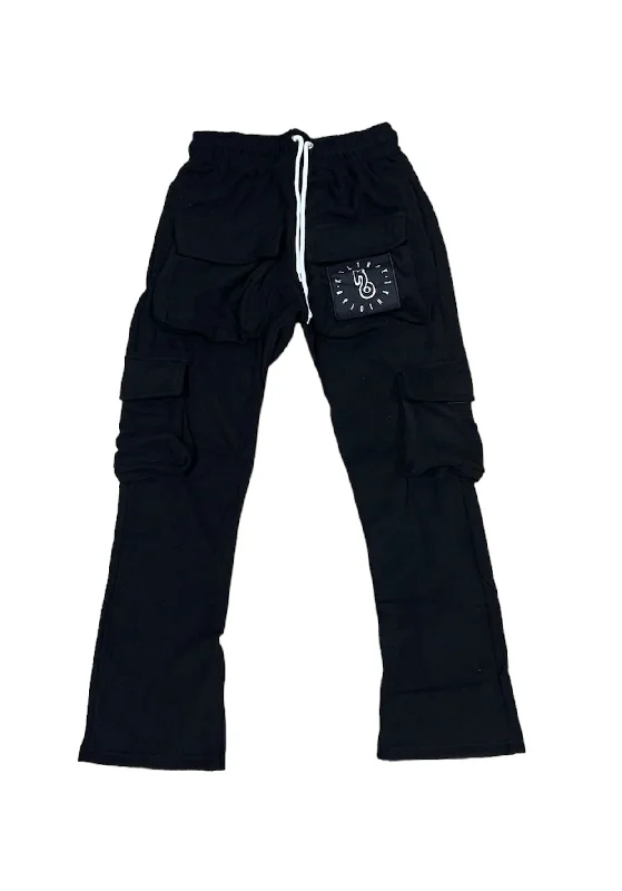 Stacked Cargo Black pants Formal Dress Pants
