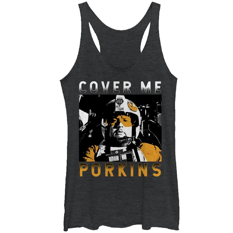 Women's Star Wars Cover Me Porkins Racerback Tank Top scoop neck tank