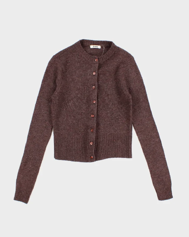 Vintage Cinole Brown Knit Cardigan - XS Spandex Blend Rayon Blend Denim Blend