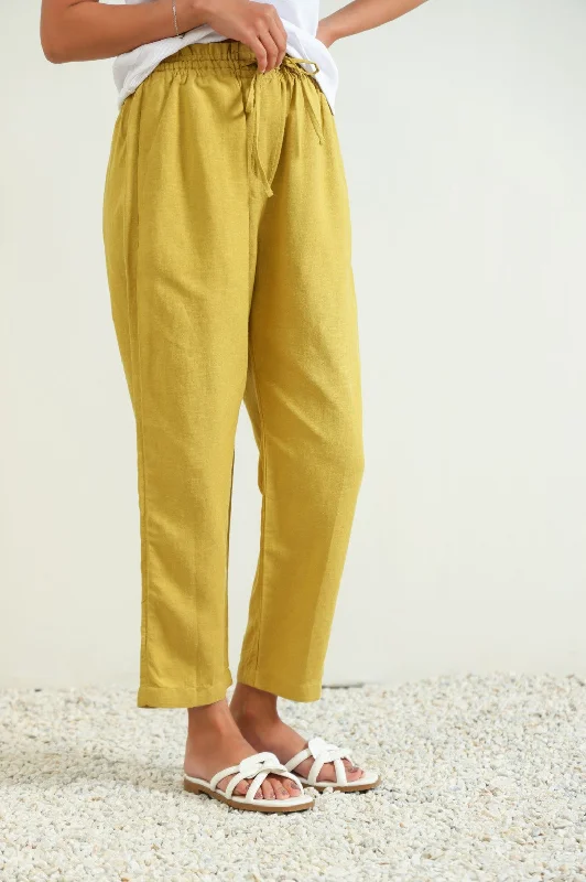 LINEN PAPERBAG PANTS Slim Fit Casual Pants