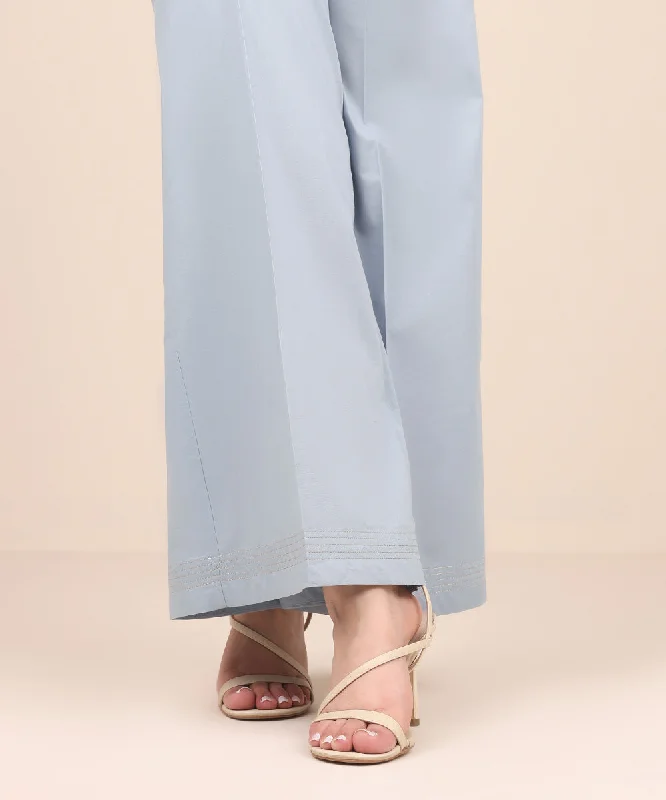 Embroidered Cambric Flared Pants Casual Lounge Pants