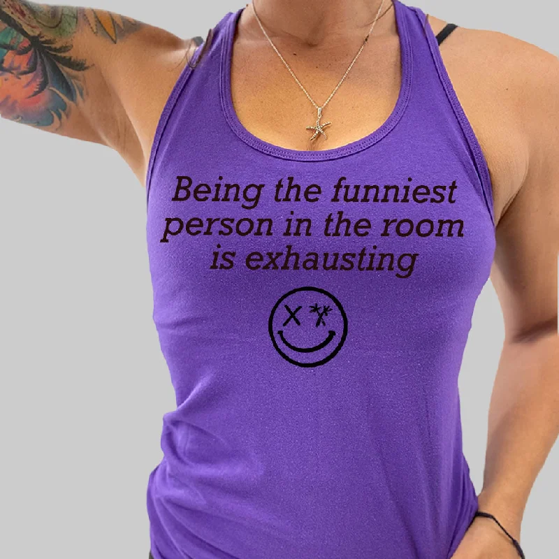 Ladies "The Funniest" Racerback Tank graphic tank top