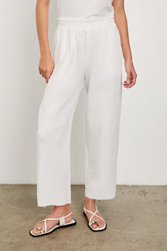 LEON CROP PANT - WHITE Relaxed Linen Pants