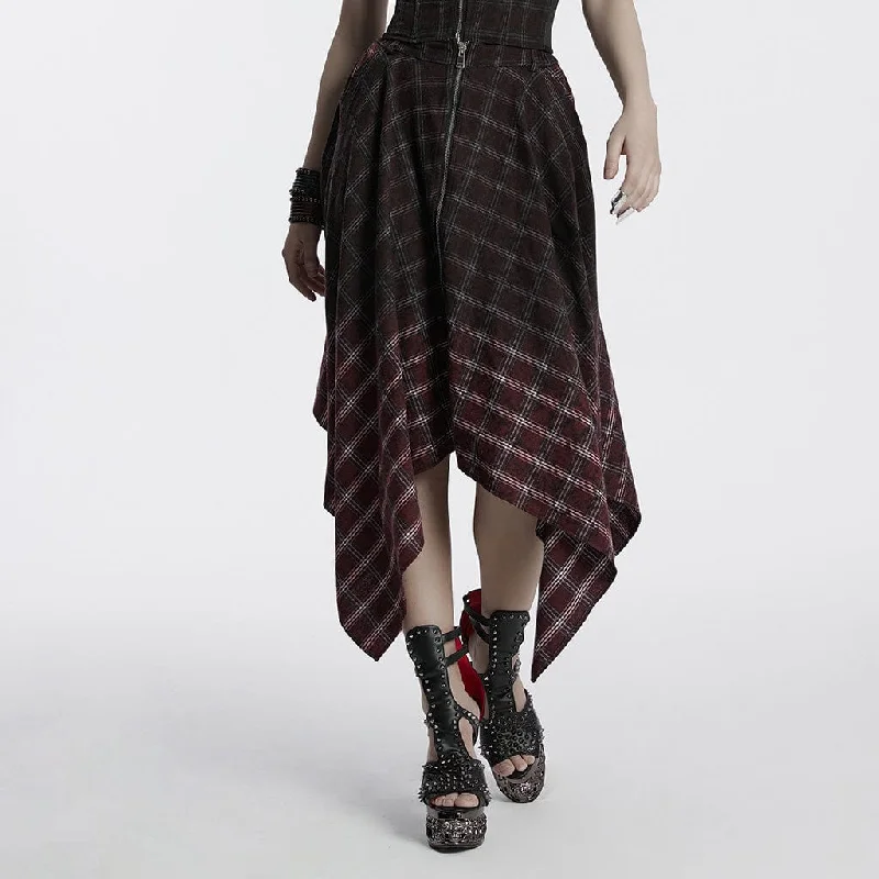 Women's Punk Irregular Gradient Plaid Skirt lightweight skirt design