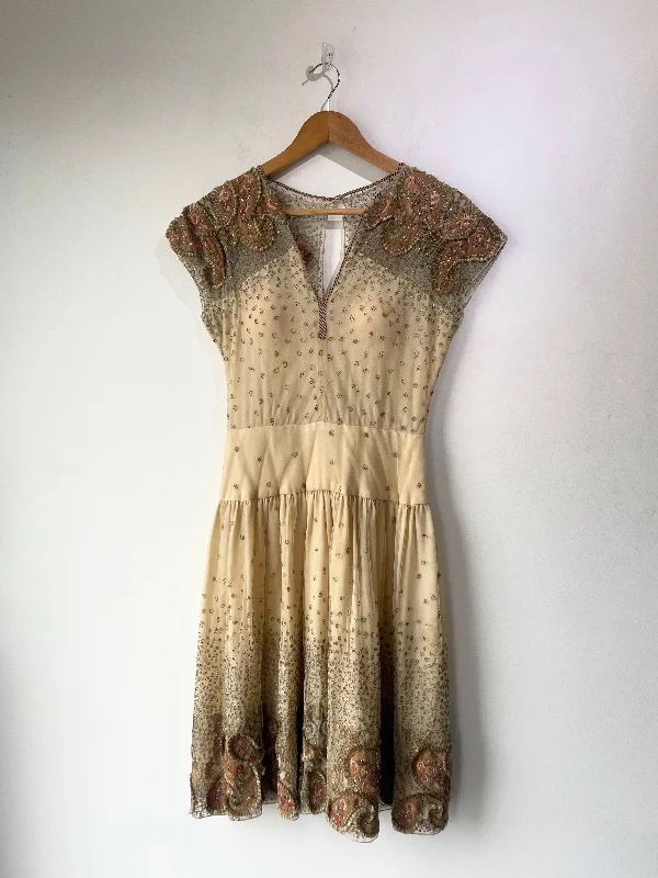 Vintage Bill Blass Neiman Marcus Rhinestone Embellished Party Dress Boat Neckline Classic