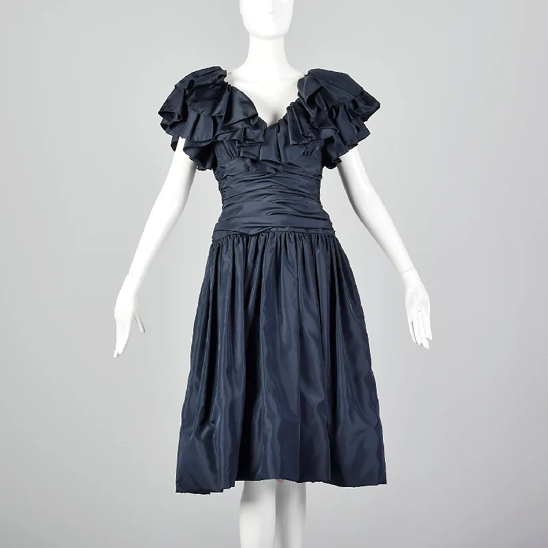 1980s Morton Myles Navy Party Dress Tunics Mesh breathable