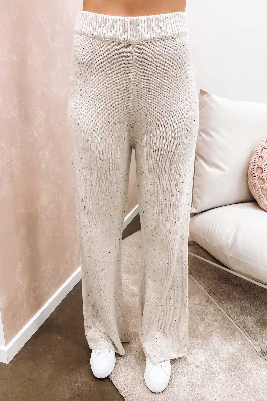 Yuri Speckle Knit Pant Milk Chic Faux Leather Pants