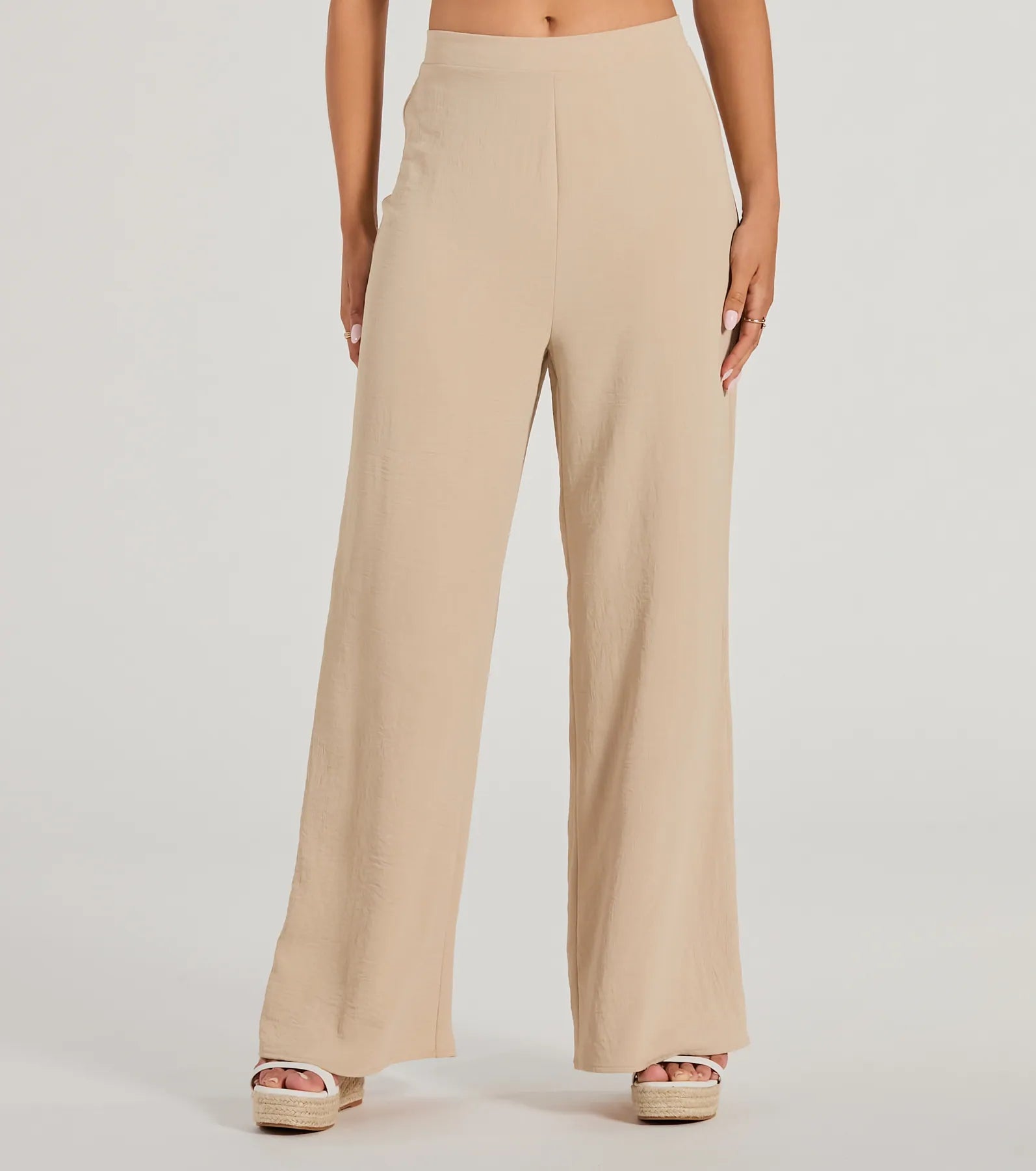 Call The Shots High-Rise Wide-Leg Pants Soft Wool Pants