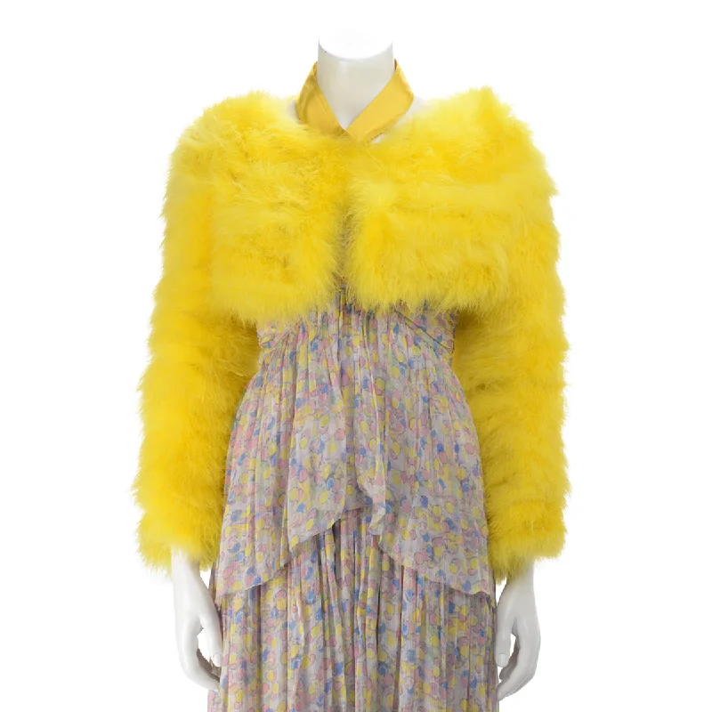 Gucci Yellow Marabou Bolero Jacket IT 38 Insulated Jacket Fitted Jacket Loose Jacket Gucci Yellow Marabou Bolero Jacket IT 38 Insulated Jacket Fitted Jacket Loose Jacket