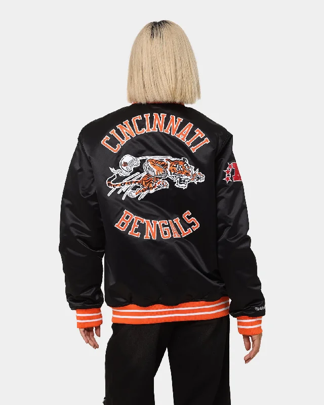 Mitchell & Ness Cincinatti Bengals Heavyweight Satin Jacket Black Satin Fabric Silk Fabric Chiffon Fabric Mitchell & Ness Cincinatti Bengals Heavyweight Satin Jacket Black Satin Fabric Silk Fabric Chiffon Fabric