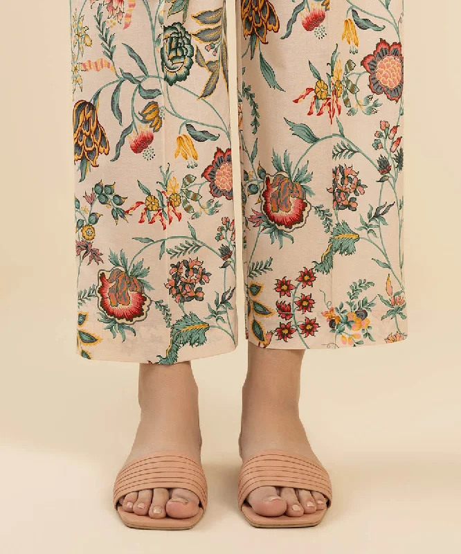 Printed Cambric Straight Pants Trendy Wide-Leg Pants
