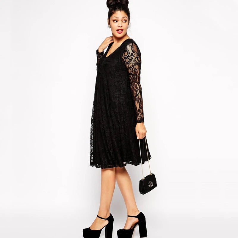 Plus Size Maxi Spring Autumn Lace Party Dress V-neck Long Sleeve Evening Night Tunics Cozy comfortable Plus Size Maxi Spring Autumn Lace Party Dress V-neck Long Sleeve Evening Night Tunics Cozy comfortable