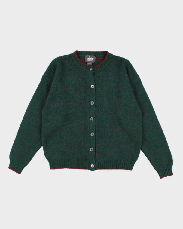 Vintage 80s Woolrich Heart Detailed Cardigan - S Rayon Fabric Velvet Fabric Corduroy Fabric