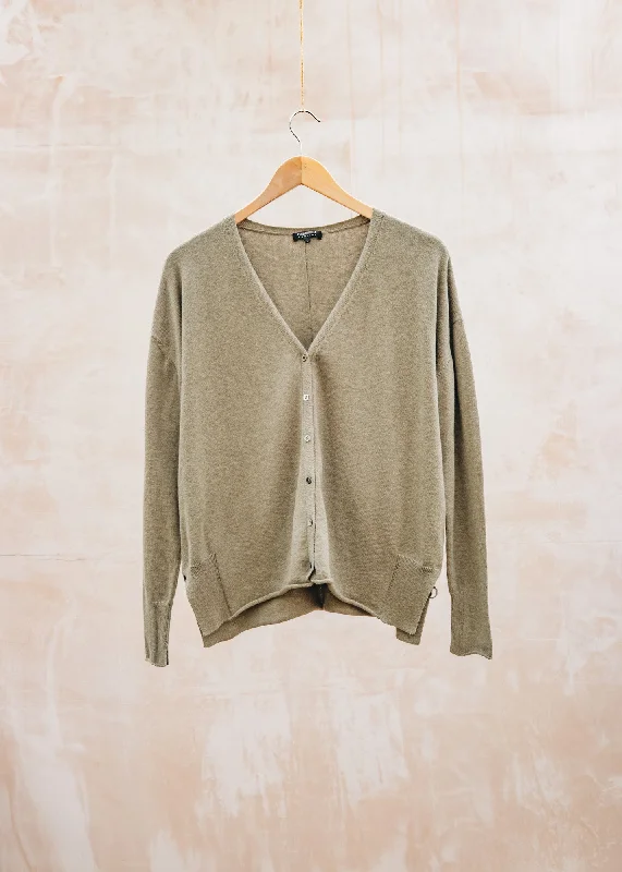 Wide Body Cardigan in Safari Boat Neck Shawl Collar Notched Collar