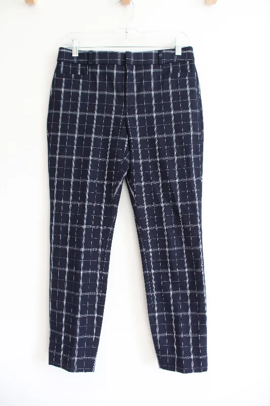 Banana Republic Navy & White Plaid Sloan Pants | 4 Chic Black Leggings
