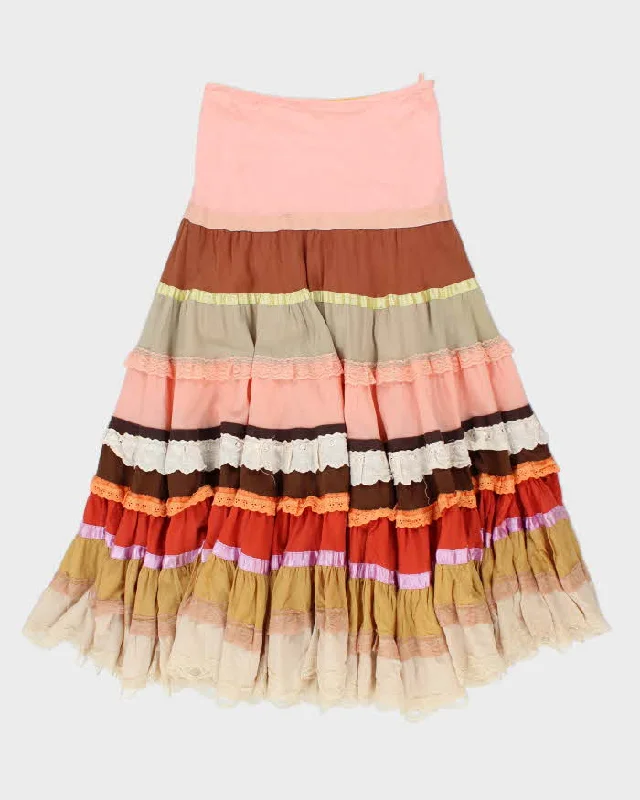 Vintage Tired Ruffle Skirt - S chiffon skirt flowing