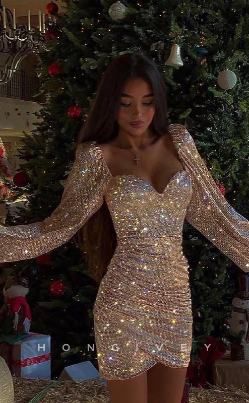 H1607 - Sparkly Fully Sequined Bell Sleeved Homecoming Party Dress Tunics Floral girly H1607 - Sparkly Fully Sequined Bell Sleeved Homecoming Party Dress Tunics Floral girly