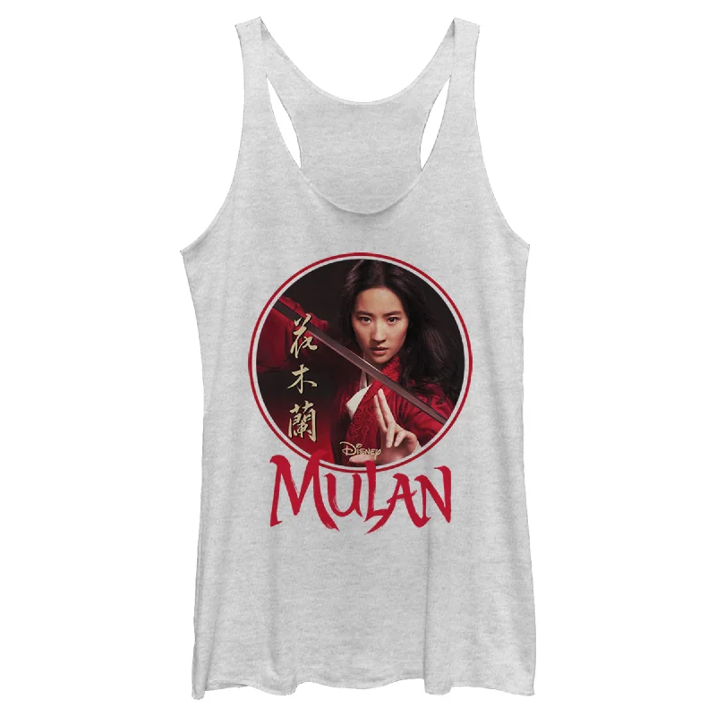 Women's Mulan Portrait Circle Racerback Tank Top cute tank top