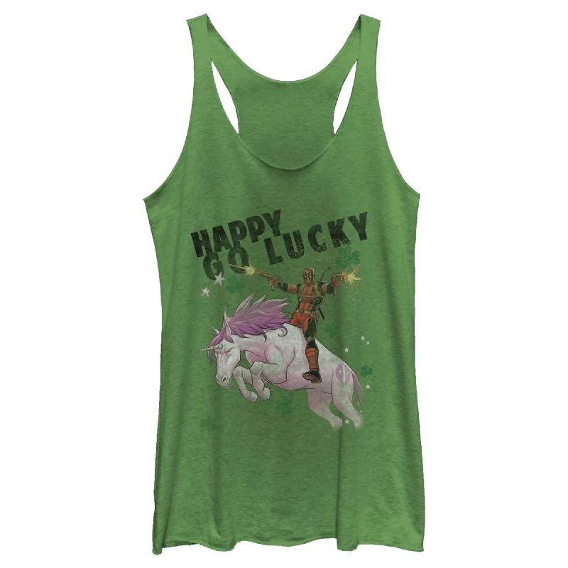 Women's Marvel Deadpool Lucky Unicorn St. Patrick's Racerback Tank Top basic tank top Women's Marvel Deadpool Lucky Unicorn St. Patrick's Racerback Tank Top basic tank top